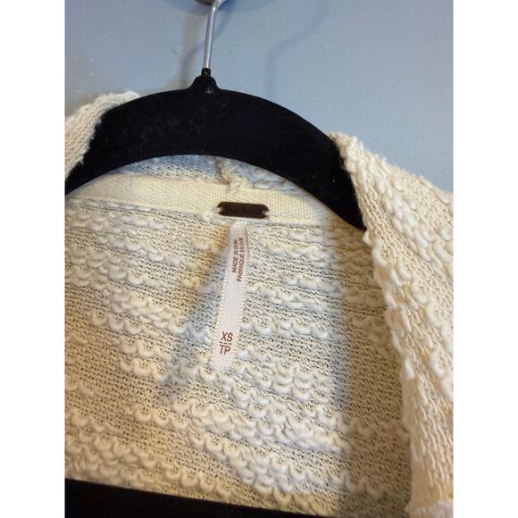 Free People Cream Textured Draped Open Front Cardigan XS - Picture 3 of 5